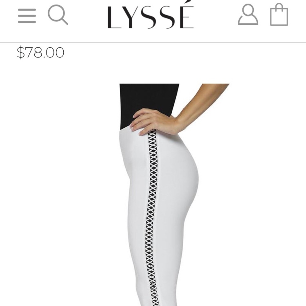 Lysse white w/black X side stripe leggings